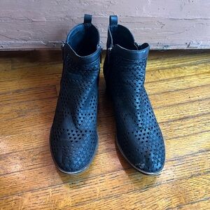 Lucky Brand Black Perforated Ankle Booties